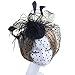 Produktbild WINOMO Elegante Frauen Braut Hochzeit Feder Mesh Haarschmuck Fascinator Schleier Haarreif Haar Clip Cocktail Hut Derby Hut