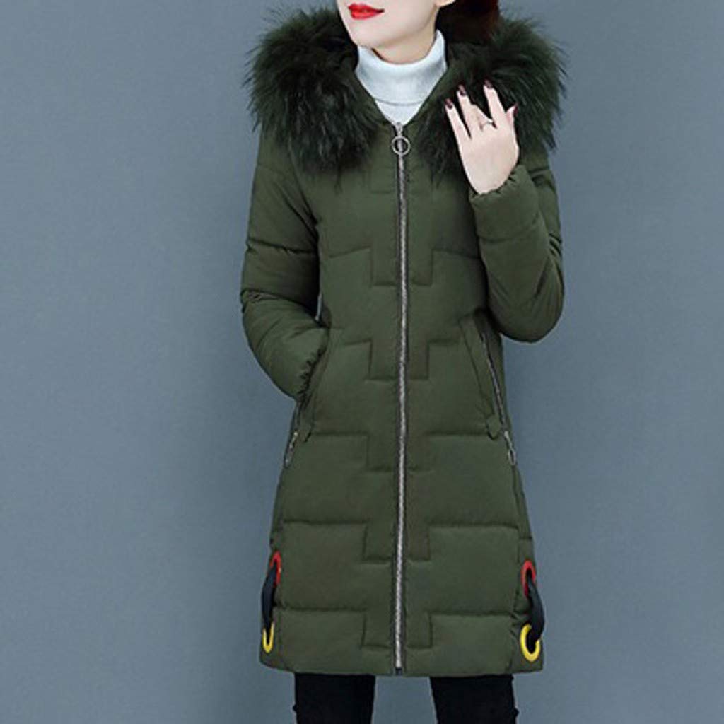 padded long coat with fur hood