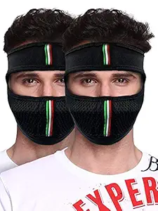 QUEERY Pro Bike Riding & Cycling Anti Pollution Dust Sun Protecion Full Face Cover Mask (Black, Pack of 2)