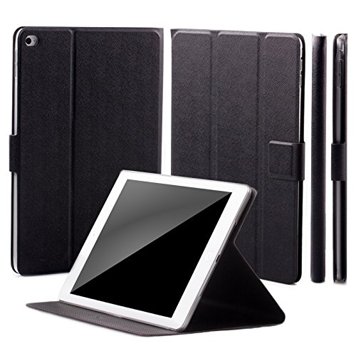 iCues Apple iPad Mini 4 Manzano Bolsa | 360 Hippo la función del Soporte Negro | Soporte Prima Extra Ligero de Cuero Muy Fino - Libro bisagras Caja Protectora de la m Funda Carcasa Bolsa Cover Case