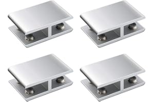 INCREWAY Abrazaderas de vidrio, 4 piezas 180 Grados Soportes de soporte de vidrio de aluminio de espacio ajustable Soporte de soporte de estante de vidrio de doble cara para vidrio de 10-12 mm