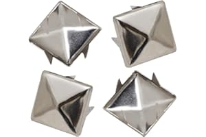 ZHANSHUIDEFAQ 100 Pcs Square Rivets Silver 15mm Pyramid Studs Standard Size Punk Spikes Rivet Clothing Spikes Studs for Leathercrafts DIY Projects Bags Belt Shoe Decorative Clothing Jeans