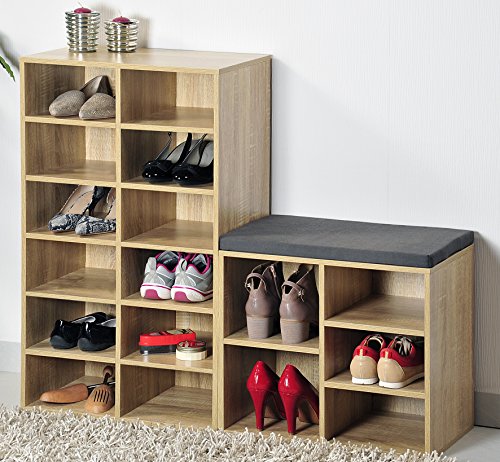 Kesper Schuhschrank mit Sitzkissen, Holzdekor, braun, 51.5 x 29.5 x 48 cm - 5