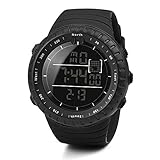 Uhren Herren Luxus Wasserdicht Sport Analog Quarzuhr Männer Edelstahl Mesh Business Sport-Gummiband-Männer Digital-Armee-Militärquarz-Armbanduhr (Black)