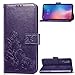 Produktbild PAN-DE Ledertaschen Glücksklee gedrückt Blumenmuster Ledertasche für Xiaomi Mi 9, mit Halter & Kartensteckplätze & Geldbörse & Handschlaufe (schwarz) (Color : Lila)