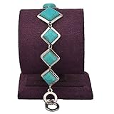 Vintage Nature Turquoise Tibetan Silver Link Bangle Bracelet