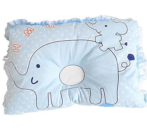 Cartoon Cotton Baby Pillows Prevent Migraine For Newborn Baby-Blue