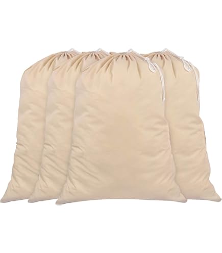 2 Pack 100% Natuurlijk Katoenen Linnen Waszakken Met Handgrepen En Trekkoordsluiting Machine Wasbaar Voor Wasmand Of Manden