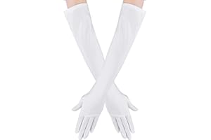 Yolev Lange Handschuhe Damen Satin Fingerhandschuhe Oper Braut Tanzhandschuhe Party Rot Schwarz Beige Weiss Stretch Handschuhe Erwachsene Halloween Handschuhe