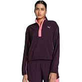 PUMA Kadın RUN FOR HER WOVEN 1/2 ZIP-Midnight Plum-Sunset Glow Woven Jackets L
