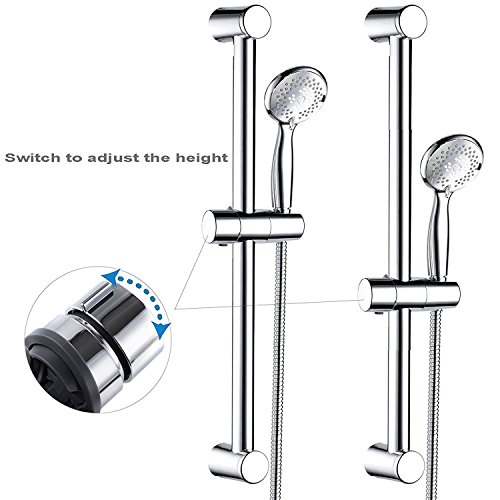 BoRui 18-25mm verstellbare Handbrause, Universal 360 drehen Schienenkopf Schieber Klemme Halter Bad Ersatz, ABS verchromt - 7