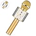 Produktbild Bluetooth Wireless Mikrofon, Skitic Portable Handmikrofon Lautsprecher Player Kabellos Mikrofon für Kareoke KTV, Bar, Party, Konferenz, Schule, als Lautsprecher für PC, Laptop, iPhone, iPod, iPad, und Android/IOS oder Alle Smartphone - Gold