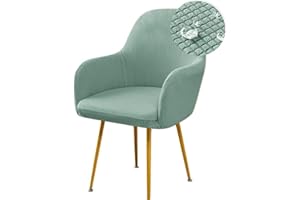 ABZDUNG Stretch-Esszimmerstuhlbezüge, wasserdicht, Jacquard, Stuhlhussen mit gebogener Rückenlehne und Armlehne, Abnehmbarer und waschbarer Bezug for Schminktisch, Party, Hotel(Light Green,2 PCS)
