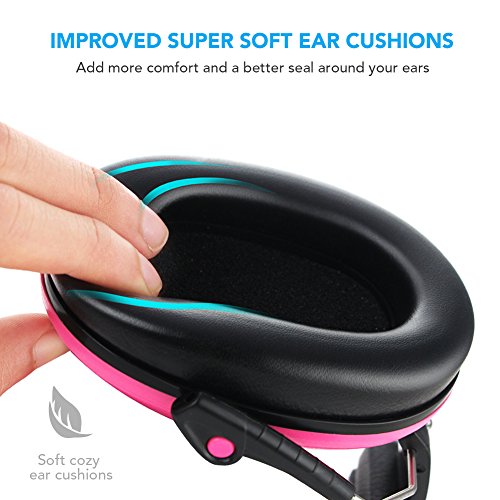 Kinder Kapselgehörschutz, Gehörschutz für Kids/Baby, NRR 26dB/SNR 30dB von Fnova ,Größe stufenlos verstellbare Kopfbügel Ohrenschützer für Kinder,extrem leicht und weich Baby/Kids Ear Muffs gehörschutzes für das Fest Konzert oder Feuerwerk(Rosa) - 5