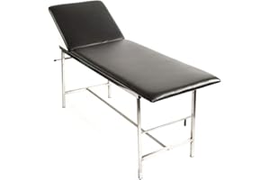 Reliance Medical Relequip Medical Examination Couch, Fixed Height, Adjustable Backrest, Black - Ideal for GP Surgeries & First Aid Rooms