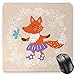 Produktbild BGLKCS Kids Mauspads Mouse Pad, Fox with Skirt and Polka Dotted Socks Holding a Flower on a Pastel Toned Background, Standard Size Rectangle Non-Slip Rubber Mousepad, Multicolor