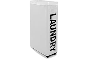 IHOMAGIC Cesto Ropa Sucia con Bolsas Extraíbles de Lavandería 62L, Cesto para la Colada Delgada sobre Rueda, Cesto Ropa Sucia Alta para Juguetes, Toallas, Herramientas de Pintura (Gris Claro)