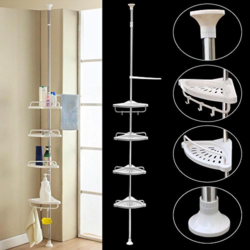 Yahee Duschablage Eckregal Teleskopregal Wandregal Ablage 4 Böden höhenverstellbar