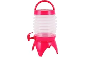 Youning Foldable Drink Dispenser 5.5 L Juice Dispenser Lemonade Dispenser with Stand & Tap Foldable Water Dispenser with Tap Drinks Dispenser for Lemonades, Juices and spritzers (Pink)