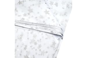 ADQUATOR 50pcs 50×35cm Silver Star Tissue Paper,Metallic Super Stars Wrapping Paper Bulk for Wedding Birthday DIY Gift Decorations