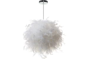 STOEX Lustre Suspension luminaire en plume blanche design forme sphère E27 40W pour Chambre Décoration Cadeau d'enfant