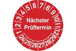 ROSENBAUM OFFSETDRUCK Nächster Prüftermin Prüfplakette, 100 Stück, in verschiedenen Farben und Größen, Prüfetikett Prüfsiegel Plakette (35 mm Ø, Rot)