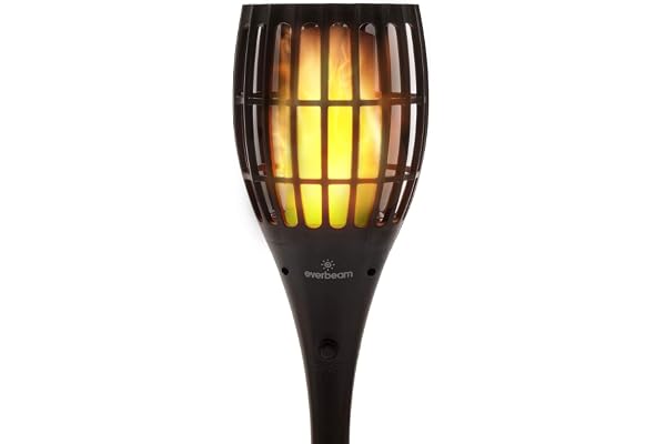 Everbeam P1 Solar Torch Light with Flickering Flame - Nos torches solaires Tiki imperméables pour l'extérieur sont équipées de 96 ampoules LED pour un effet de feu réaliste étonnant. - 4 Pack