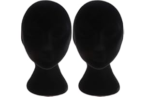 freneci 2 Stück Schwarze Styropor Schaufensterpuppe Puppenkopf Modell Perücken Brillen Displayständer