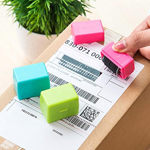 Igemy 1Pcs Guard Ihre ID Roller Stempel Self Inking Stempel Unordentlich Code Security Office Supplies (Blau) - 4