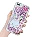 Produktbild Glitzer Flüssig Hülle für iPhone X Rosa, Misstars Transparent Weich TPU Silikon Bling Diamant Lippen und Bunny Design Kratzfest mit Stand Function Schutzhülle für Apple iPhone X/XS/10 (5,8")