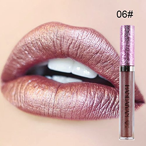 ROMANTIC BEAR 6 Farben Metallic Schimmer Liquid Lippenstift Langlebig Matt Wasserdicht Feuchtigkeitsspendende Lipgloss
