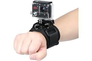 CABLEPELADO Correa Ajustable muñeca para Camara, Soporte de muñeca para cámara de acción, Brazalete para cámaras, Compatible con Gopro, Xiaomi SJCAM ROLLEI etc., Giro 365 Grados, Ajustable, Negro