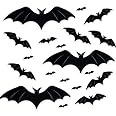 Pop The Party 12Pcs Wall Decor Waterproof Black Spooky 3D Halloween Bats Stickers for Home Decor, for Halloween Party Decorations. (12)
