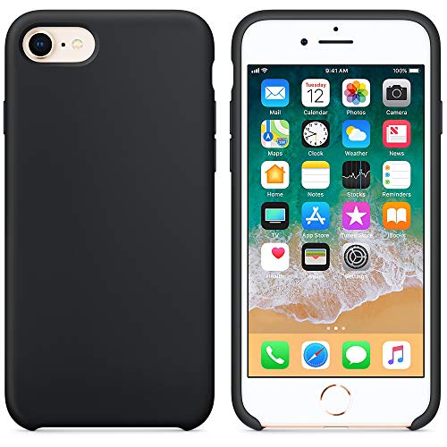 Funda para iPhone 7/8 Carcasa Silicona Suave Colores del Caramelo con Superfino Pelusa Forro,Anti-rasguños Teléfono Caso para Apple iPhone 7/8 (iPhone 7/8, Negro)