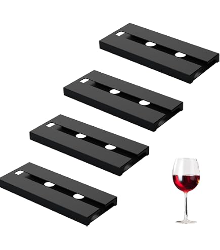 Set 4 Portabicchieri Da Vino Sotto Pensile In Metallo Nero - Salva Spazio Per Cucina E Bar