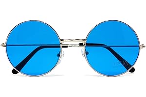 Oblique Unique® Hippie Brille Retro Sonnenbrille Rund für 60er 70er Jahre Party Flower Power Kostüm Accessoire Fasching Karneval Herren Damen