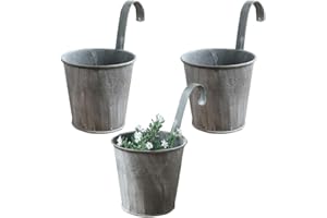 FALUCKYY Hanging Wall Baskets / Balcony Flower Pots, Hanging Balcony Pot, Metal Planter to Hang, Set of 3