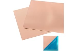 CHUDENG 2 Pcs 99.9%+ Pure Copper Sheet, 6" x 6", 28 Gauge(0.3mm) Thickness, No Scratches, Film Attached Copper Plates