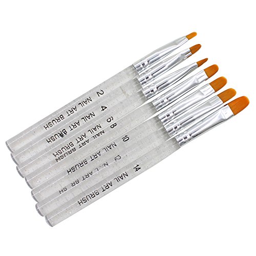 Useful 7Pcs Professional UV Gel Brush Pen Nail Art Painting Drawing Brush Sets (Silver)