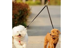 ANICY Podwójna smycz dla 2 psów – smycz sprzęgająca dla 2 małych psów, regulowana, podwójna smycz do trenera dla dwóch psów, czarna