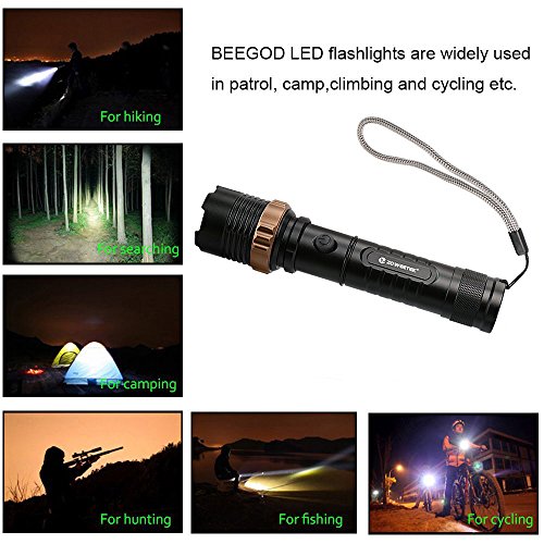 Zoweetek® 1200lm wiederaufladbare CREE T6 XM-L2 LED Taschenlampe 10W, mit einstellbarem Fokus, 5 Licht-Modi, Inklusive 18650 Batterie und Ladeeinrichtung,LED Zoombar Handlampen Aluminium – selbstverteidigung Indoor und Outdoor Beste Wahl - 5