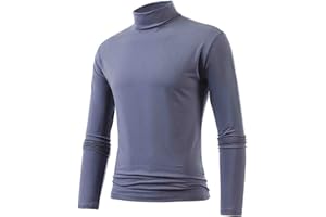 Generisch Maglietta a collo alto, da uomo, in tinta unita, a maniche lunghe, slim fit, a collo alto, elegante, traspirante, funzionale