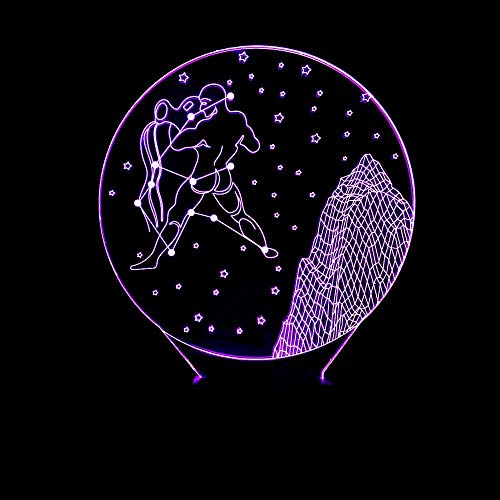 Preisvergleich Produktbild 3D-Nachtlicht, Konstellation Aquarius Sieben Farben Acrylplatte Manuelle Berührungsschalter Für Visuelle Effekte In 3D