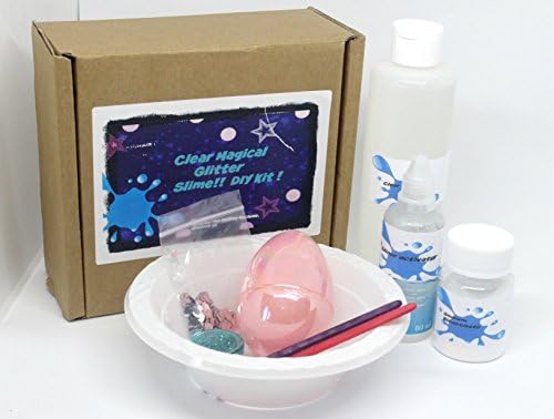 Clear Glitter Slime DIY kit | Transparent Clear Glue with Sparkles and Glitter | Egg Storage Recipe included | No Borax | Great for Parties Fun Activity Toy