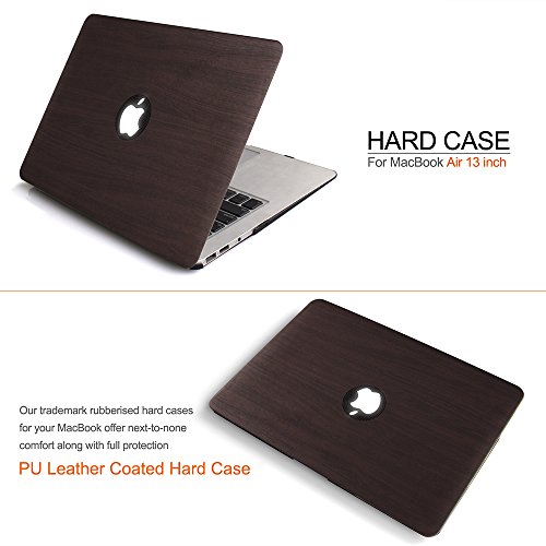 iDOO MacBook Schutzhülle / Hard Case Cover Laptop Hülle [Für MacBook Air 13 Zoll: A1369/A1466] – matt, Dunkles Holz - 3