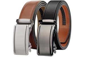 Chaberlu Automatik gürtel herren 2 Stücke, Ledergürtel Ratsche Automatikschließe Business Anzug Gürtel Verstellbarer Leder Gürtel für, Breit 35mm Breit mit Geschenkbox