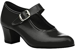 ANGELITOS Zapatos Flamenca para Niña y Mujer, Mod. 302, Calzado Made in Spain (38, Negro)