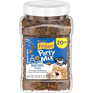 Purina Friskies Party Mix Beachside Crunch Canister (Shrimp Crab and Tuna Flavours, 20 oz)