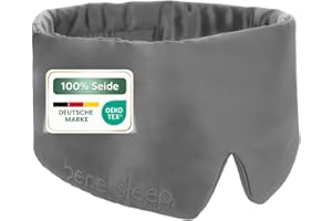 ‎BENE-SLEEP bene-sleep. Handgefertigte Schlafmaske aus reiner Seide mit Seidenfüllung – verstellbare Seidenschlafmaske Männer & Frauen – hypoallergen – atmungsaktive Maulbeerseide – Polyesterfrei (Grau)