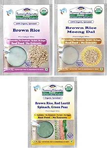 TummyFriendly Foods USDA Certified Organic Brown Rice Porridge Mixes | Rich in Gamma-Aminobutyric Acid (GABA), Protein | Made of Organic Sprouted Brown Rice | No Sugar, No Salt, No Chemicals, No Pesticides & No GMO | 3 Packs, 50g Each